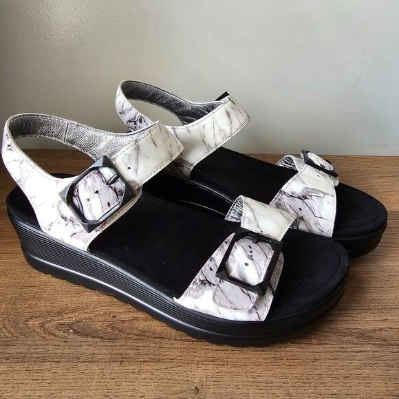 LIKE NEW ALEGRIA BY PG LITE MARBLE PATTERN LEATHER LINED STRAPPY SANDALS 40/ 9 - Picture 5 of 16